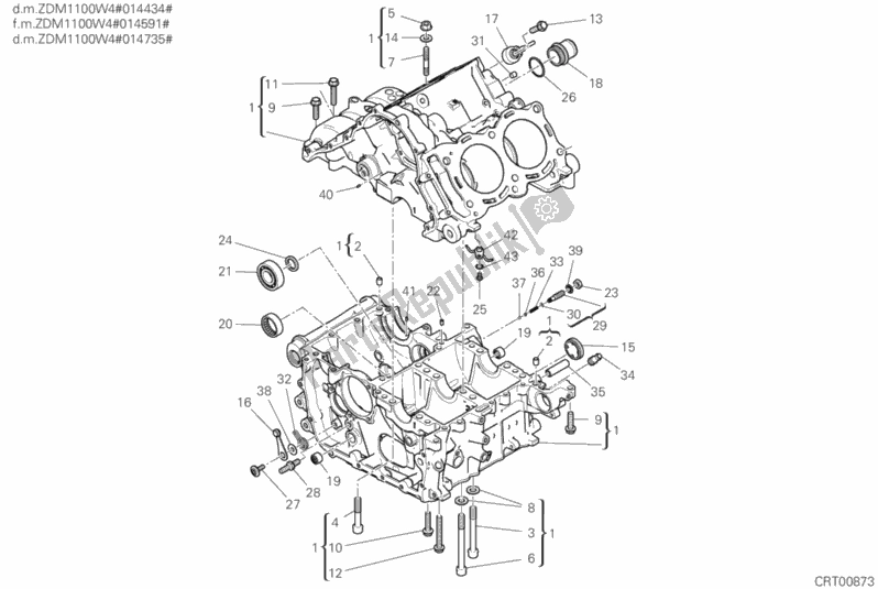 All parts for the 09a - Half-crankcases Pair of the Ducati Superbike Panigale V4 S USA 1100 2020